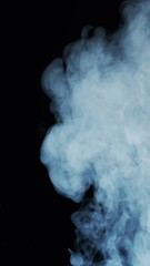 Wall Mural - Smoke over black background. Fog or steam abstract dark texture pattern. Vertical, black background.