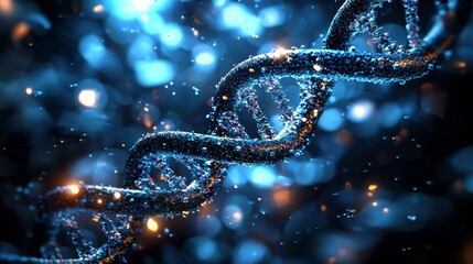 Aufkleber - Abstract DNA Double Helix D Render Blue and Gold