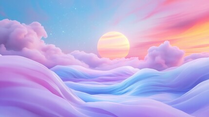 Canvas Print - a beautiful, colorful, and serene sky with a large, glowing sun in the middle