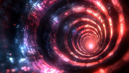 Canvas Print - Vibrant tech spiral with dynamic digital effects.