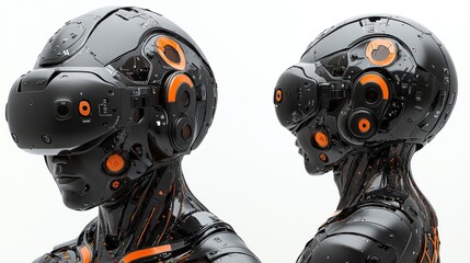 Two robots with VR headsets explore immersive technology