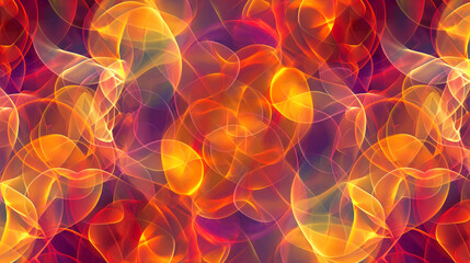 Wall Mural - A vibrant abstract design featuring swirling waves of red, orange, and yellow, creating a fiery, energetic visual effect with dynamic movement and glowing highlights.