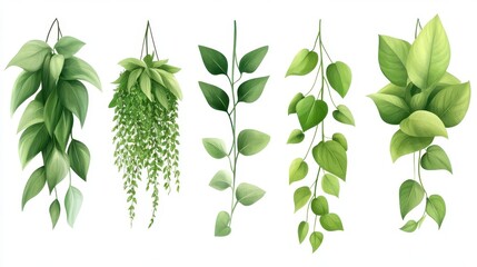 Wall Mural - A collection of green plants hanging from a tree