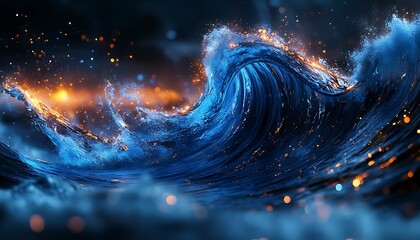 Canvas Print - Dynamic tech waves with holographic effects.