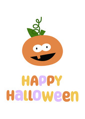 Wall Mural - Happy Halloween cards with pumpkin for halloween party. Vector invitation for Halloween