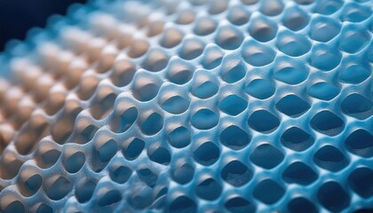 Abstract Macro Shot of Blue and White Mesh Fabric with Detailed Texture, Abstract Macro Synthetic Membrane Concept