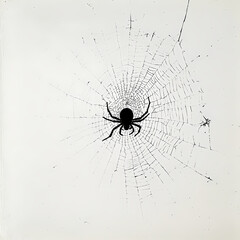 Sticker - Spiderweb with a Silhouette of a Spider