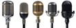 © Loony Dream Designs - Retro and modern microphones studio equipment audio broadcasting transparent background