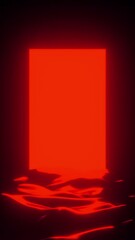 Poster - Abstract neon led lamps in dark interior. Design. Bright glowing lantern on liquid waving surface.