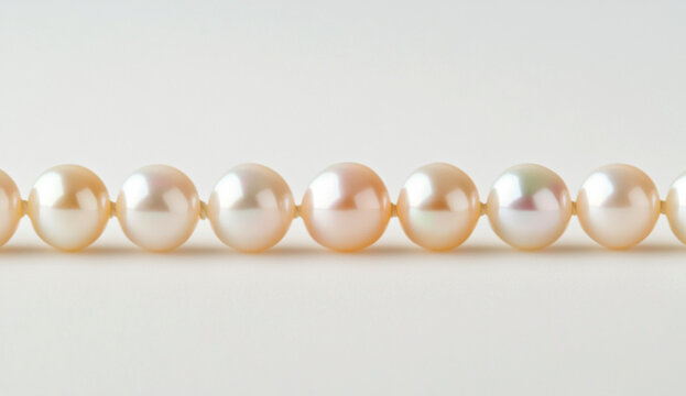 A horizontal line of pearls on a white background