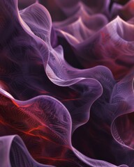 Poster - An elegant abstract artwork featuring intricate waves of purple with touches of red, creating a dynamic and mesmerizing flow of patterns.