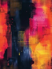 Canvas Print - This image displays a pixelated gradient, blending warm and cool hues in a contrasting and dynamic pattern, representing digital art innovation.