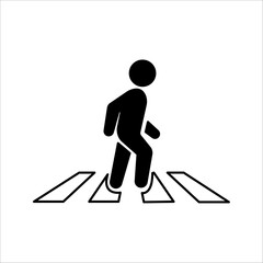 Crosswalk icon. Pedestrian crossing vector icon illustration isolated on black and white background.