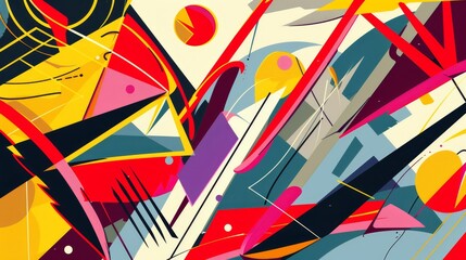 Canvas Print - This image features abstract geometric shapes intersecting dynamically, with vibrant colors creating a visually stunning composition.