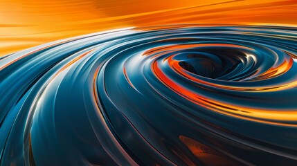 Wall Mural - A vibrant and abstract swirling vortex of blue and orange hues, generating a sense of dynamic and intense motion.