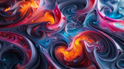 Canvas Print - This vibrant image features abstract swirling patterns of multiple colors blending seamlessly, creating a rich, dynamic piece of art.