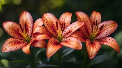 Close-up of Bright Red Lilies in a Beautiful Garden