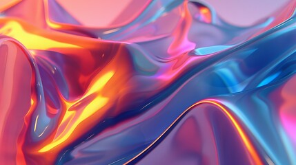 Poster - Abstract holographic 3d render with vibrant gradient hues blending seamlessly, creating a futuristic modern wallpaper design, perfect for technology backgrounds, digital art, and creative visuals, ide