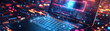 © HaJung - Photo Realistic as Laptop with Holographic Cloud Icon and Data Icon concept as A photo featuring a laptop with a glossy glowing holographic cloud icon and data icon. The objects are positioned central