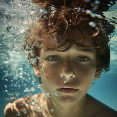 portrait of boy underwater