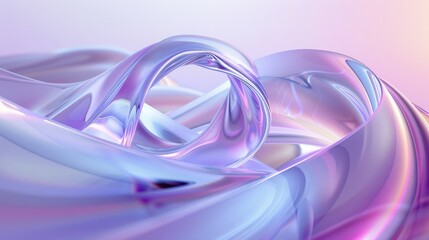 Wall Mural - abstract minimalist iridescent purple ring on wavy trail with soft glowing effect, modern futuristic
