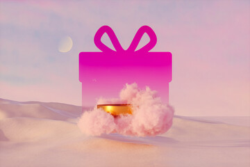 Aufkleber - Winter Christmas podium backdrop for product display with snow landscape background. 3d rendering