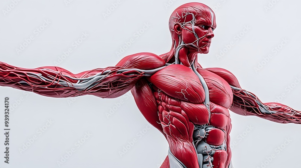 Muscular System with Blood Vessels: A detailed view of the muscular ...