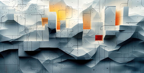 Leinwandbilder - Deconstructed Abstract Vector Pattern Design. Generative AI.