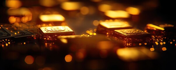 Close-up of shimmering gold bars, showcasing luxury and wealth, perfect for finance, investment, or opulence themes.