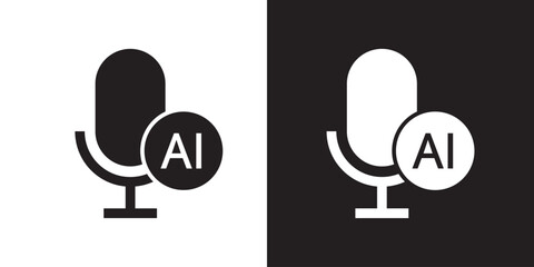 Poster - Generate music by AI icon. Artificial intelligence creates music concepts. Machine learning text to generate Musical. UI UX design for app and web. Vector illustration.