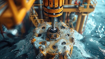 Leinwandbilder - Close up of well drilling rig boring down into the earth. Generative AI.