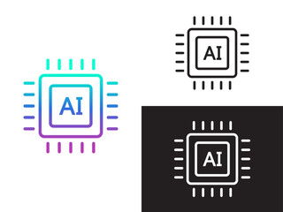 Fototapete - AI processor chip icon. Generate symbol. Artificial intelligence and Machine learning technology concept. Icon element for app and web. Vector illustration.