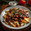 © QITIAN - Delicious loaded fries topped with savory sauce and fresh herbs.