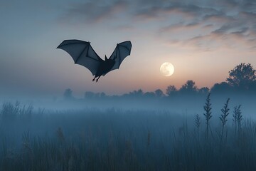 Sticker -  A bat in flight,