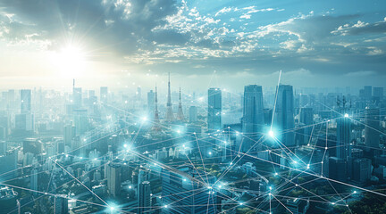 Leinwandbilder - A large-scale energy grid with interconnected renewable energy sources and smart grid technology. Generative AI.