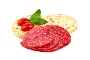 Canvas Print - Pepperoni sausage, isolated on white background.