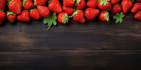 Wall Mural - Fresh Ripe Strawberries on a Rustic Wooden Background