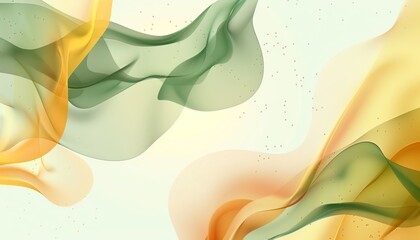 Poster - Interwoven green and amber wavy lines create a dynamic and elegant abstract visual, exuding fluidity and artistic grace in its vibrant composition.