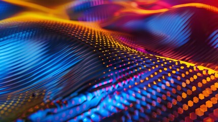 Canvas Print - A striking piece of digital art showcasing a blend of vibrant colors and textures forming wavy patterns in neon and electric hues.