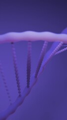 Poster - Moving 3d dna structure. Design. 3D dna chain moving in electronic space. Close-up animation of moving dna spirals in computer space
