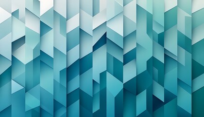 Poster - Illustration with Gradient from Soft Blue to Teal, Geometric and Elegant Design