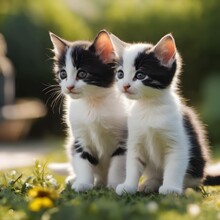 Kittens In The Garden Free Stock Photo - Public Domain Pictures