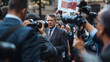 © Swaroop - A press conference where a disgraced government official is resigning in the wake of a corruption scandal. The official looks downcast, surrounded by reporters taking notes and flashing cameras.