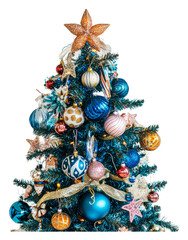 PNG Blue ornamented Christmas tree