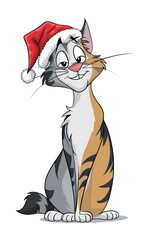 cat in santa hat cartoon