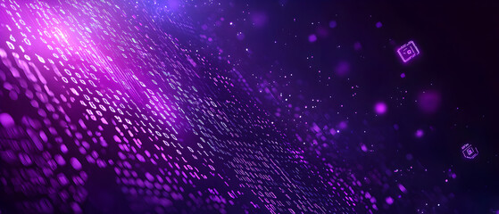 
A flat vector illustration of a graphic technology background, deep purple tones, coding elements, grid patterns, code symbols floating, modern and clean vector art, subtle lighting effects, digital 
