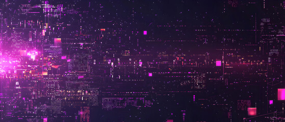 
A flat vector illustration of a graphic technology background, deep purple tones, coding elements, grid patterns, code symbols floating, modern and clean vector art, subtle lighting effects, digital 