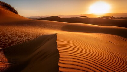 Wall Mural - Close up real photo of sand ripples at sunset, beach or desert background