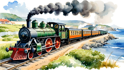 Wall Mural - Artistic Depiction of a Vintage Locomotive