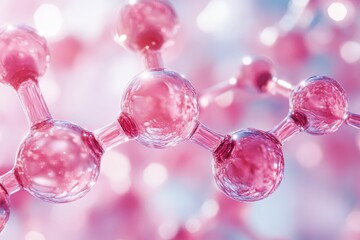 Wall Mural - Pink Molecular Structure: A captivating, abstract image of a pink molecule, rendered with stunning detail against a soft, pastel background, showcasing the beauty and complexity of the microscopic wor